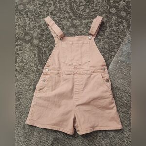 Rolla's Original  Short High Rise Cut Off Overalls, Pink, Anthropologie, Sz L